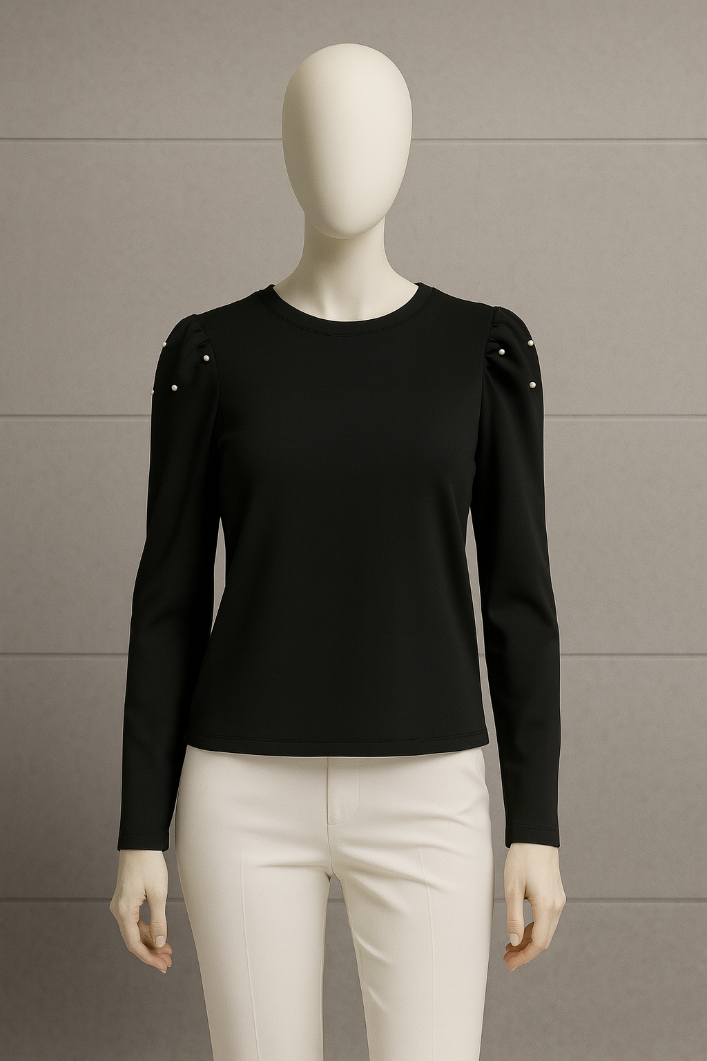 Ann Taylor - Black Pearl-Accent Shoulder Blouse