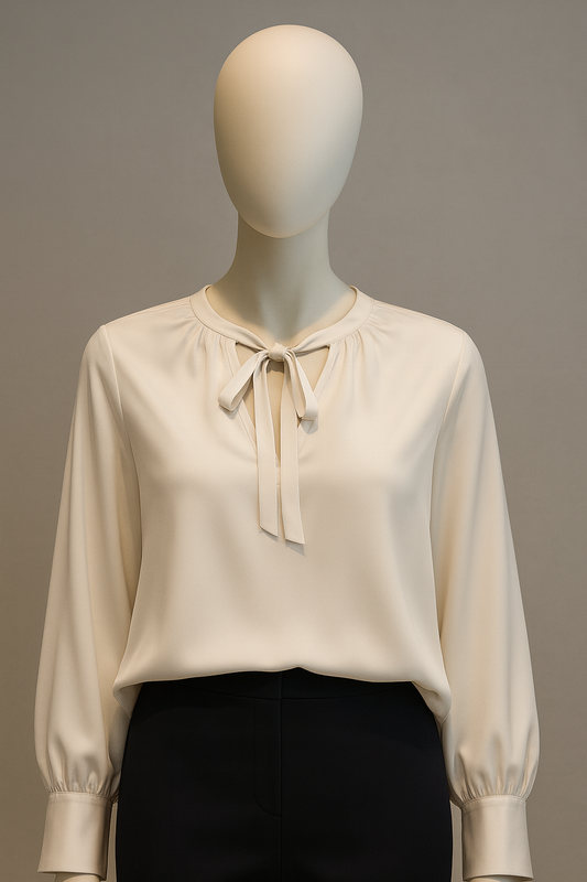 Ann Taylor Ivory/Cream Satin Tie-Neck Blouse