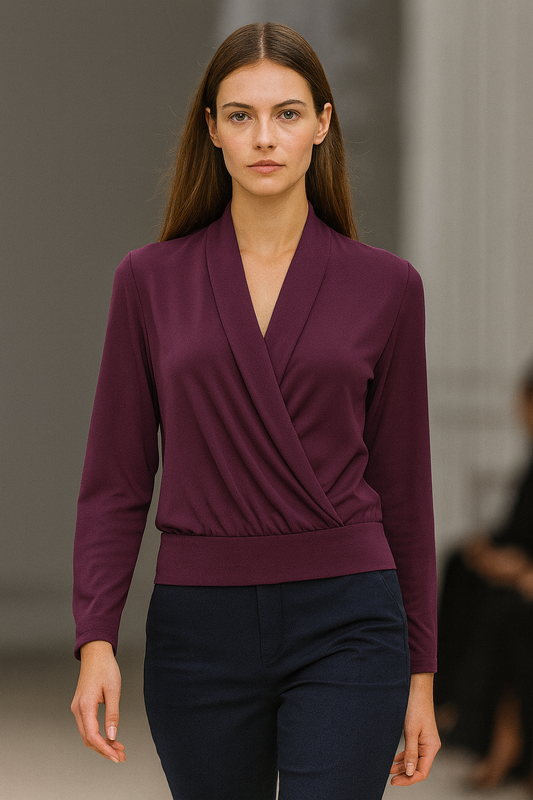 Ann Taylor Plum Soft-Touch Wrap Blouse