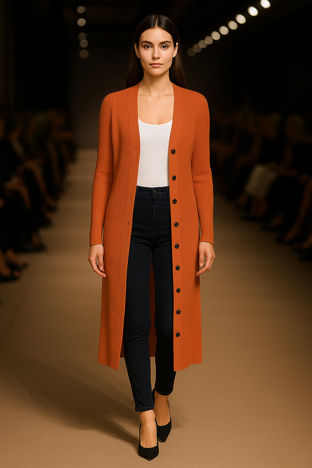 Forever 21 Longline Button-Down Cardigan Sweater β Orange
