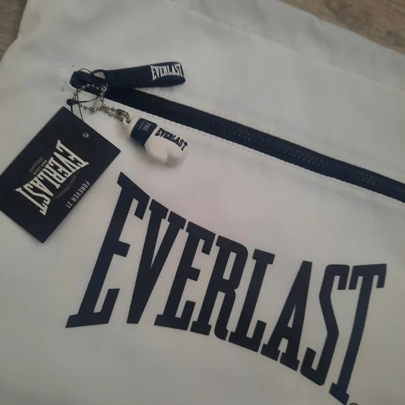 Forever 21 x Everlast White & Black Drawstring Gym Sack with Zip Pocket