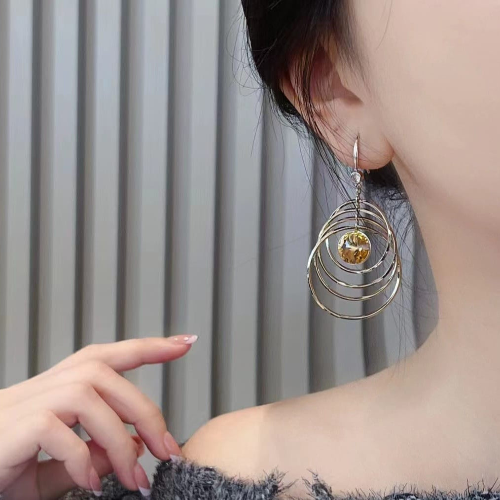 Kinetic Orange Crystal Drop Earrings