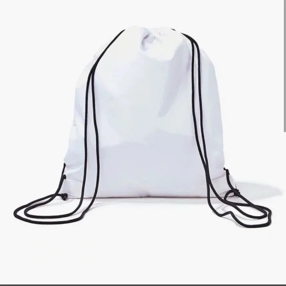 Forever 21 x Everlast White & Black Drawstring Gym Sack with Zip Pocket