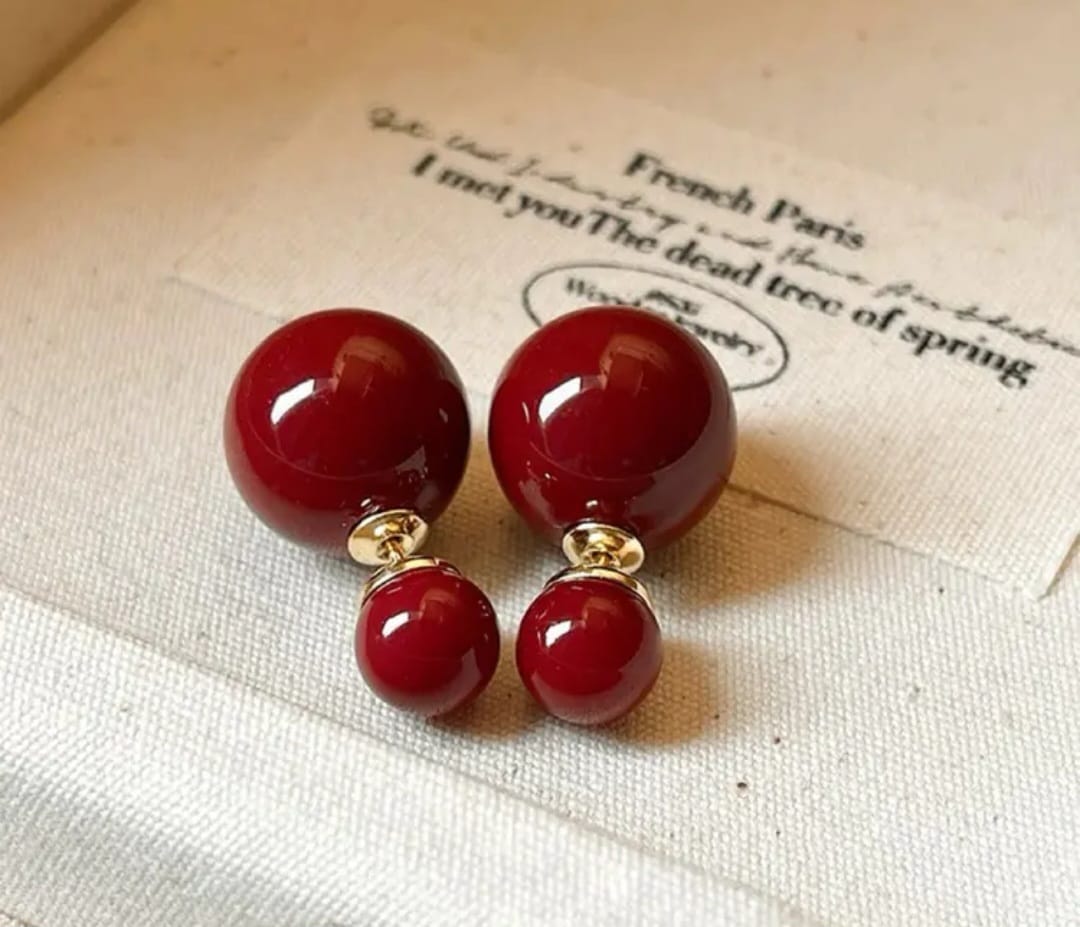 Maroon Red Reversible Earrings