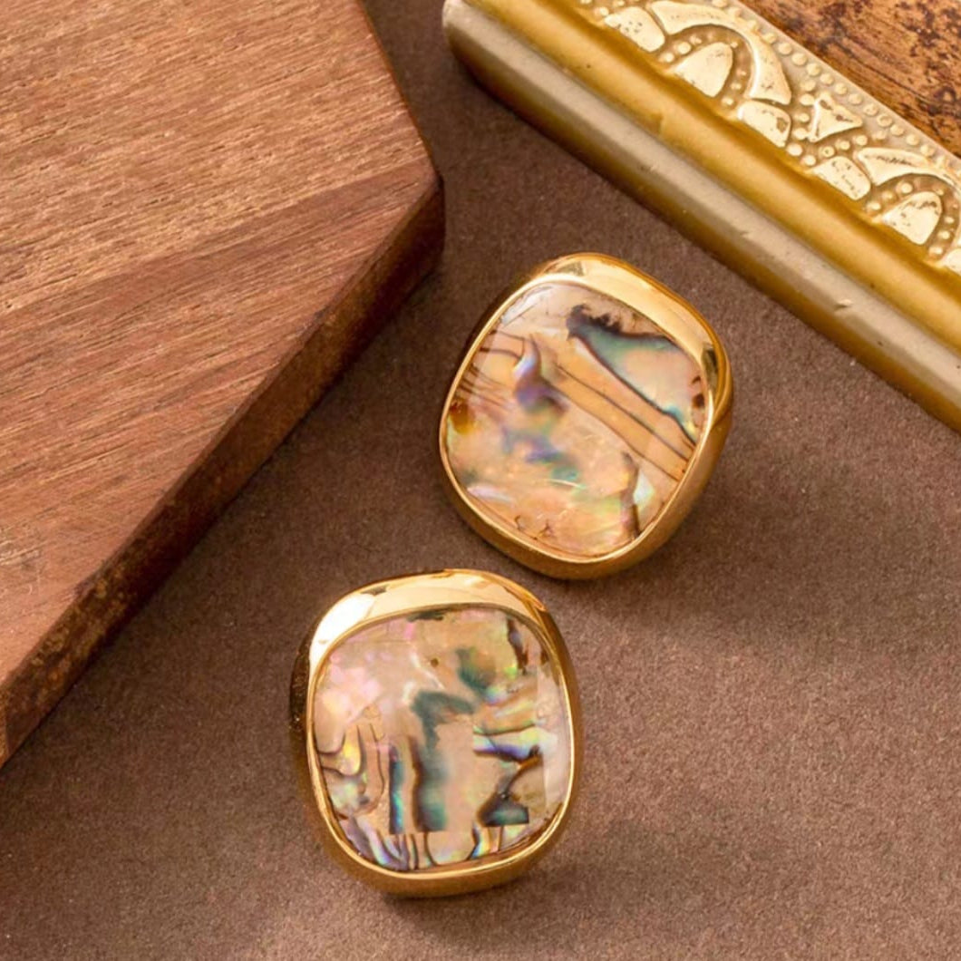 Iridescent Shell Statement Earrings