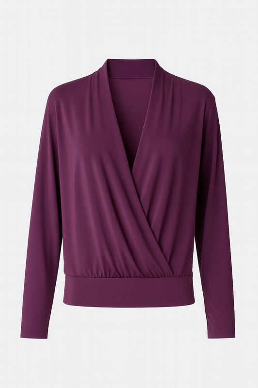 Ann Taylor Plum Soft-Touch Wrap Blouse
