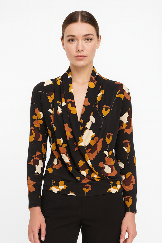 Ann Taylor Stretch Floral Print Wrap Blouse
