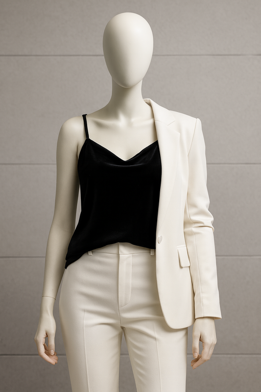 Banana Republic Black Velvet Cowl-Neck Top
