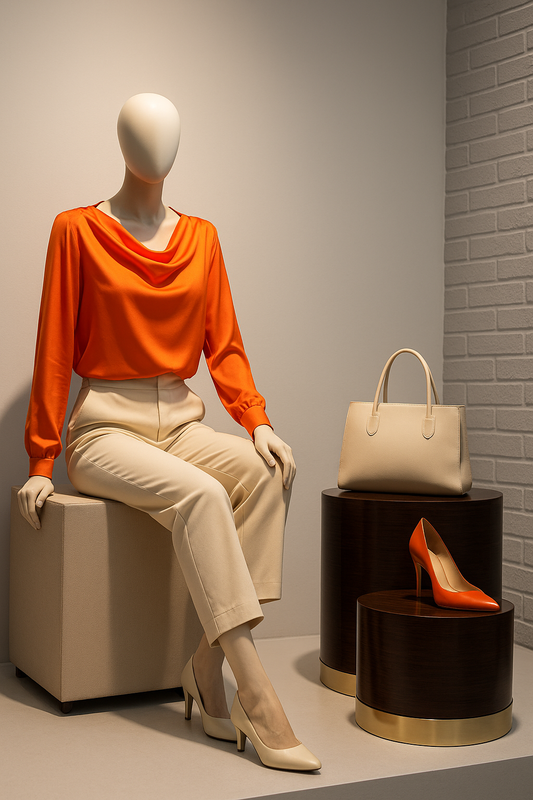 Ann Taylor - Orange Satin Draped Neck Blouse