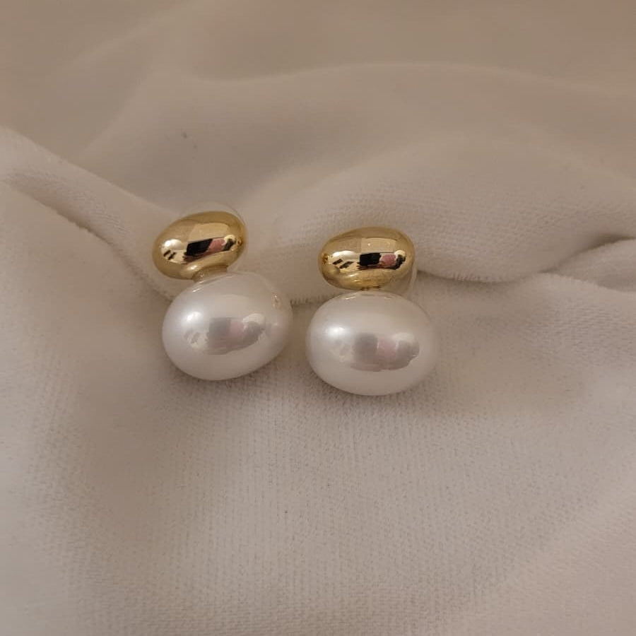Bold Pearl & Gold Statement Studs