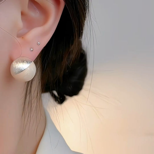 Bold Two-Tone Contemporary Stud Earrings