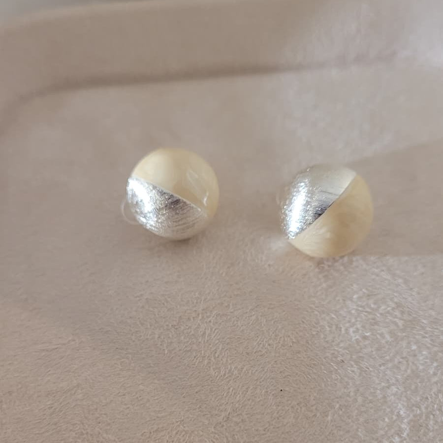 Bold Two-Tone Contemporary Stud Earrings