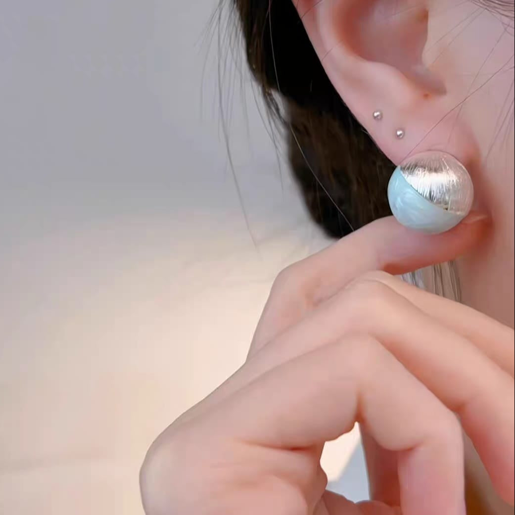 Chic Two-Tone Statement Stud Earrings