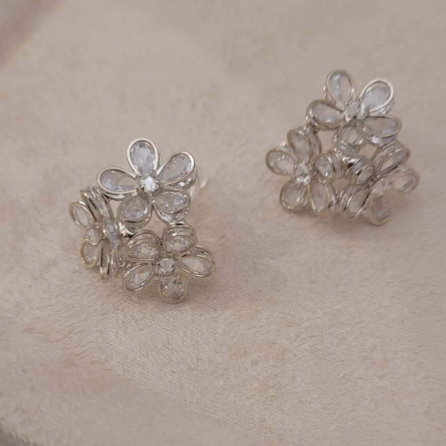 Delicate Crystal Flower Cluster Earrings