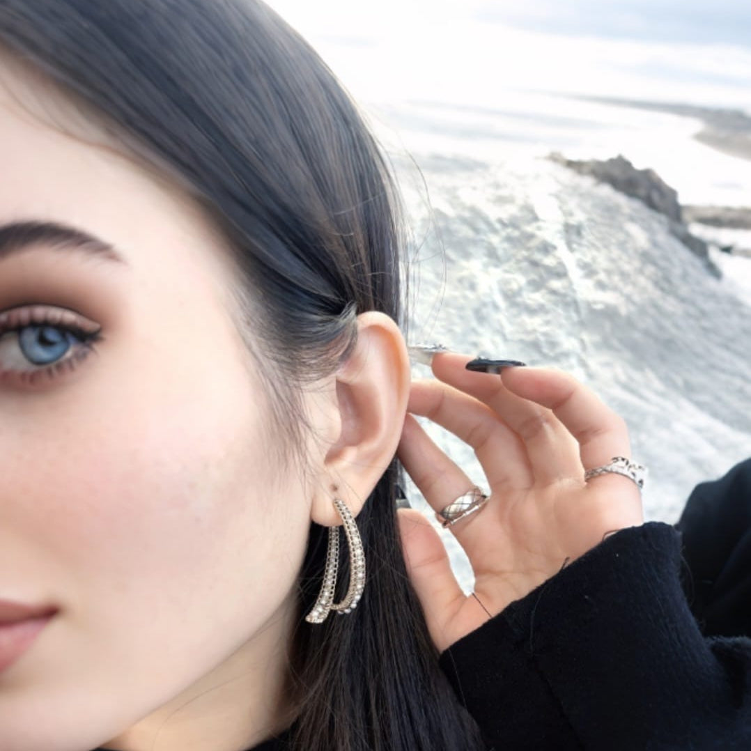 Elegant Front-and-Back Design Earrings