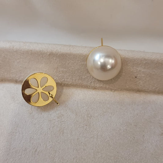 Floral-Back Pearl Studs