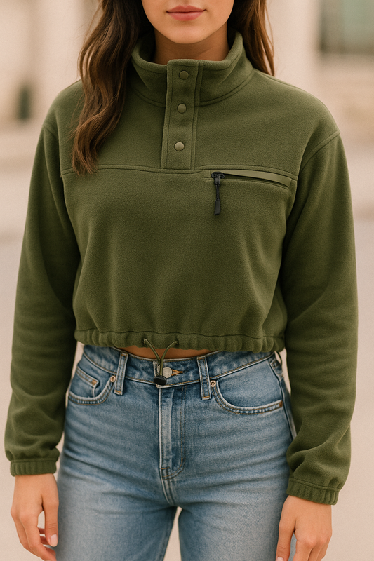 Forever 21 Olive Green Fleece Pullover