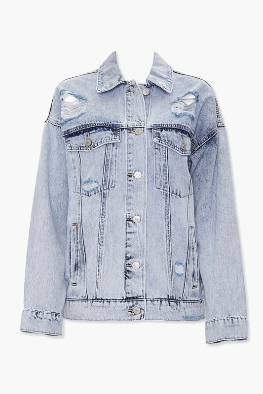Forever 21 Distressed Light Denim Jacket