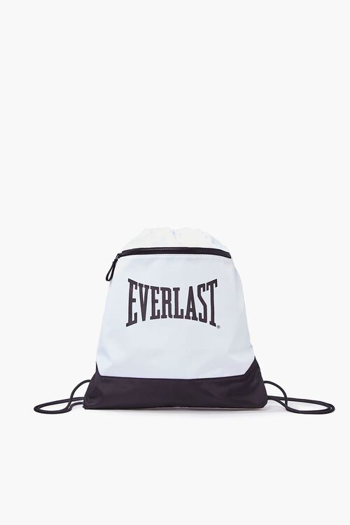Forever 21 x Everlast White & Black Drawstring Gym Sack with Zip Pocket