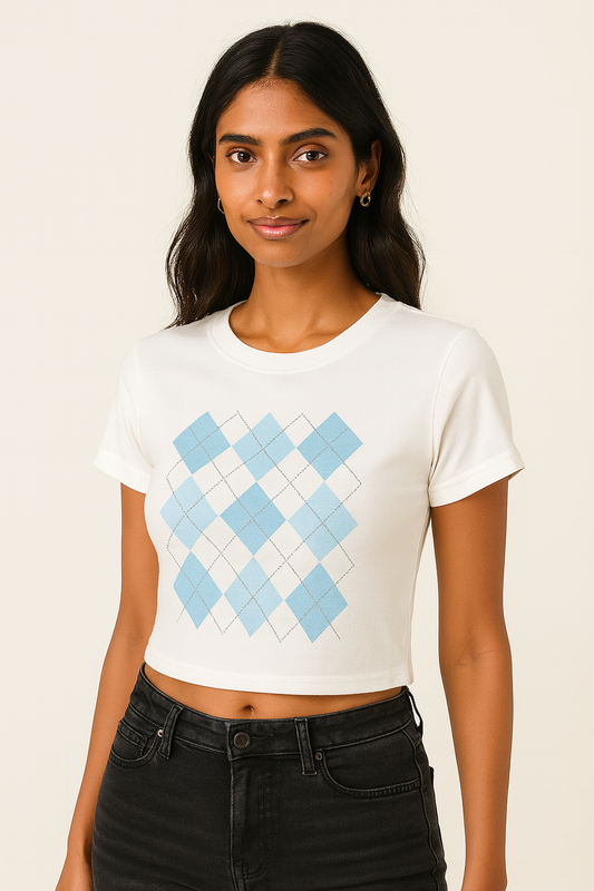 Forever 21 Argyle Print Crop Tee