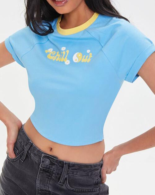 Forever 21 "Chill Out" Graphic Crop Tee