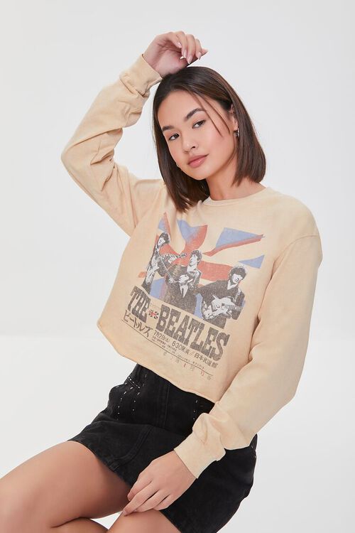 Forever 21 The Beatles Graphic Long-Sleeve Crop Tee