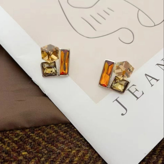 Geometric Autumn Crystal Studs