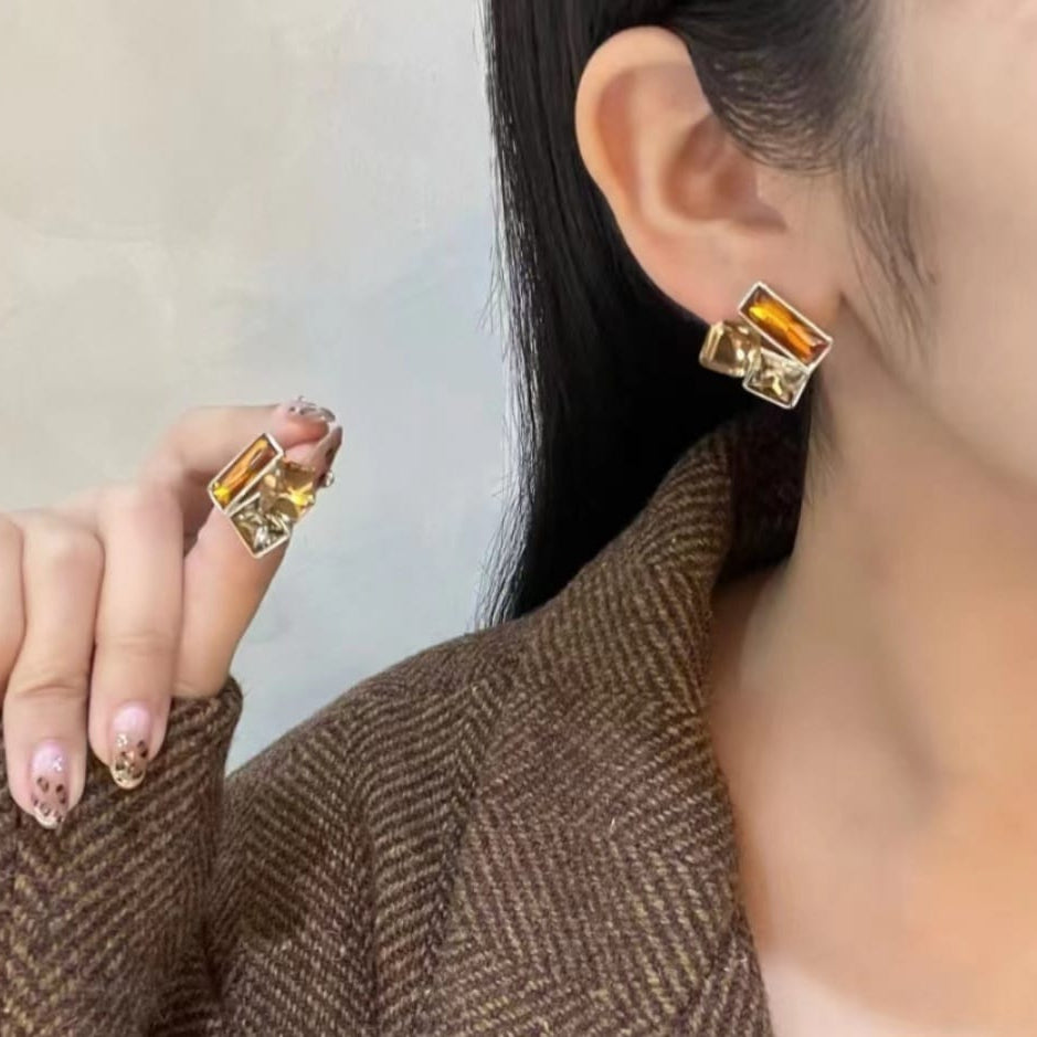 Geometric Autumn Crystal Studs