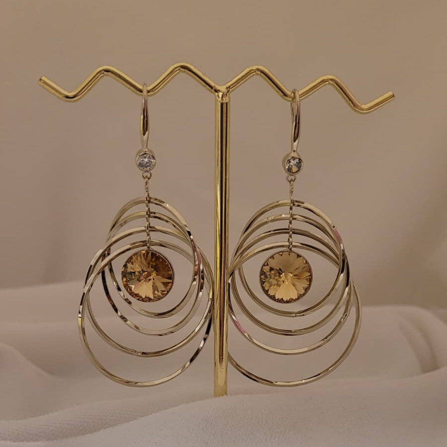 Kinetic Orange Crystal Drop Earrings