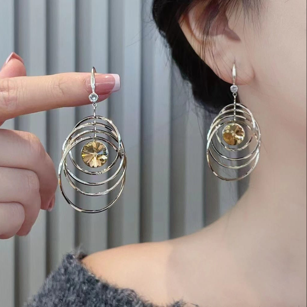 Kinetic Orange Crystal Drop Earrings
