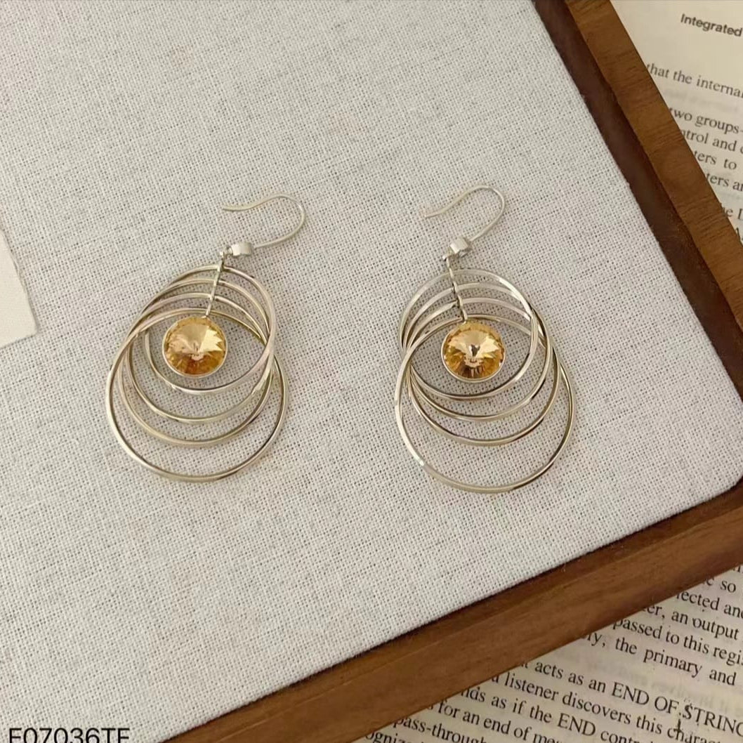 Kinetic Orange Crystal Drop Earrings