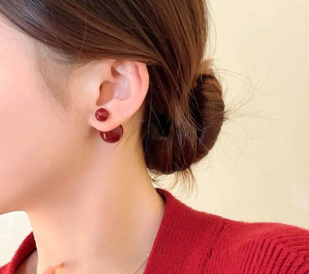 Maroon Red Reversible Earrings