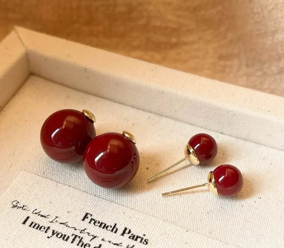 Maroon Red Reversible Earrings