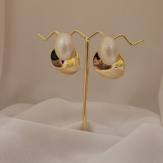Matte Gold & Pearl Studs