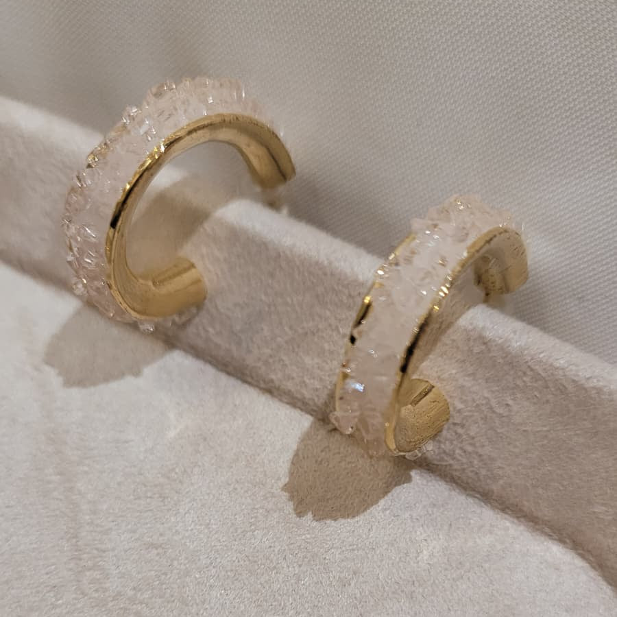 Pink Ombré Crystal Gold Hoops