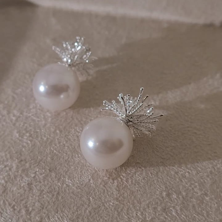 Silver Starburst & Luminous Pearl Double-Sided Studs | Multi-Wear Glamour