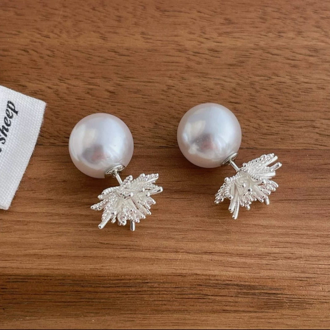Silver Starburst & Luminous Pearl Double-Sided Studs | Multi-Wear Glamour
