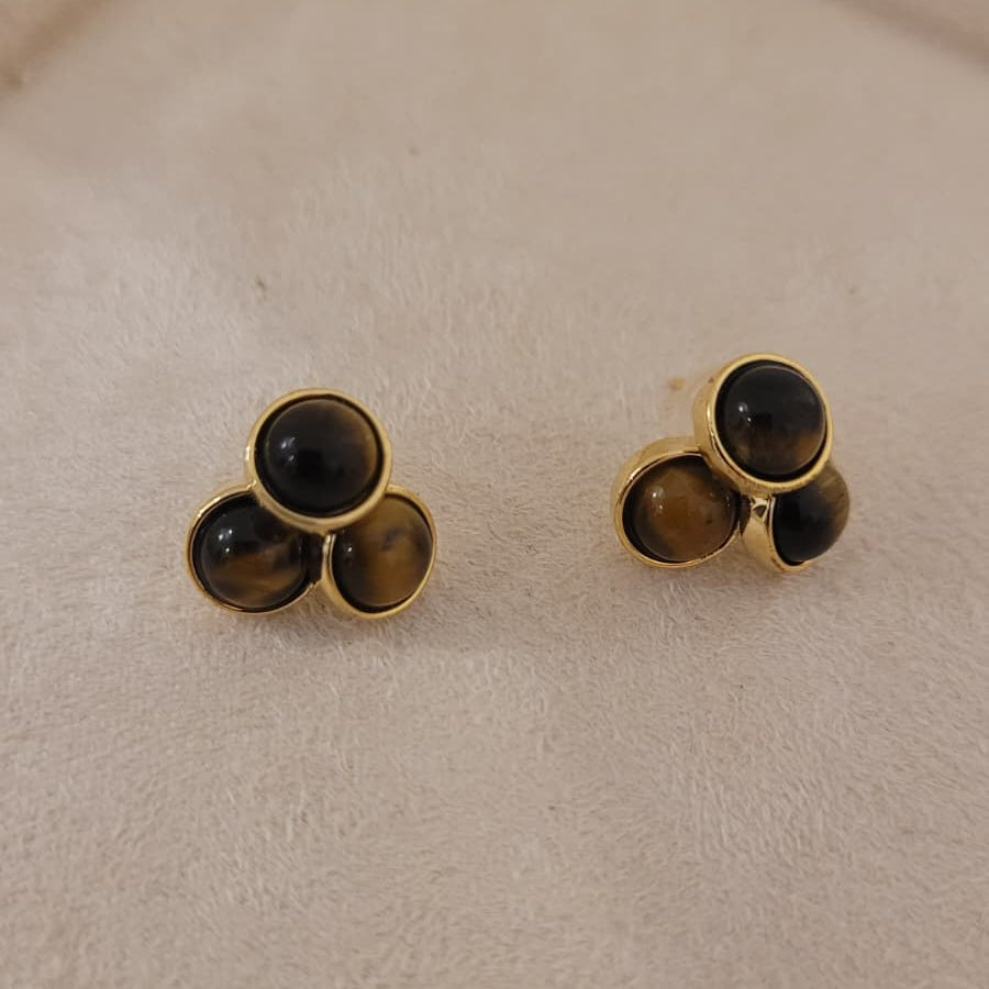 Tiger’s Eye Triple-Gem Studs