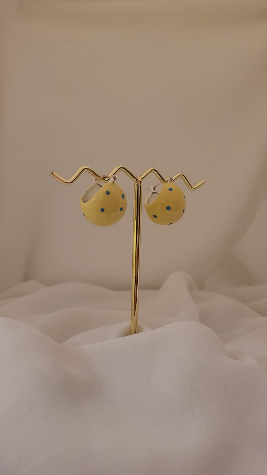 Sunny Yellow Polka Dot Teardrop Stud Earrings