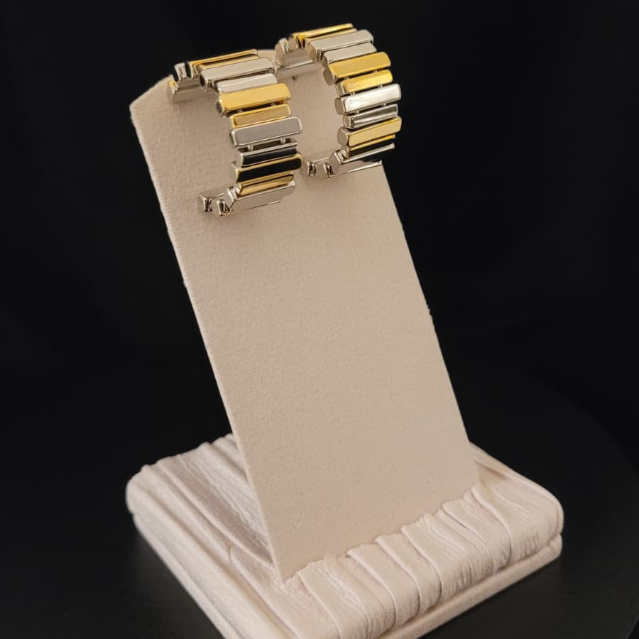 Two-Tone Concave Hoop Earrings | Gold & Silver Luxe Design