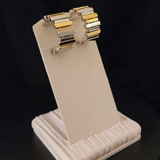 Two-Tone Concave Hoop Earrings | Gold & Silver Luxe Design