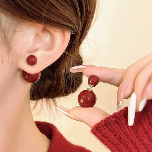 Maroon Red Reversible Earrings